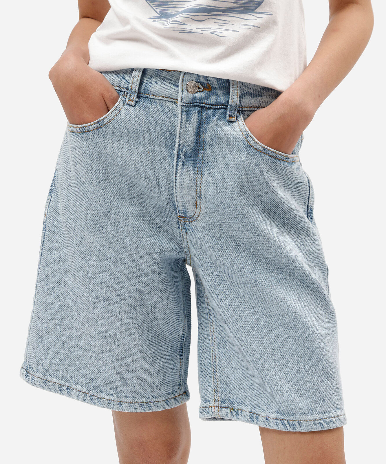 bermuda feminina jeans cintura alta azul