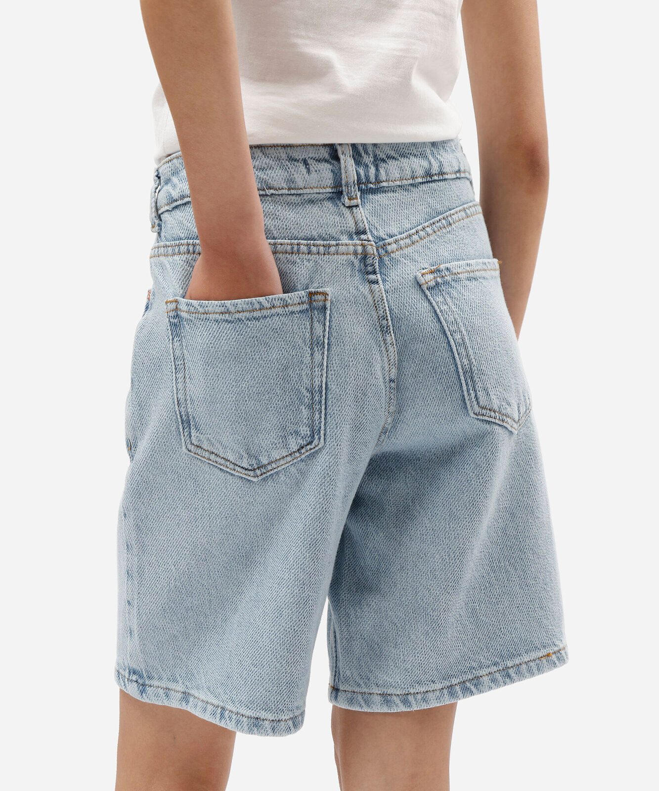 bermuda feminina jeans cintura alta azul