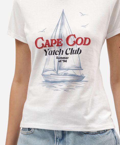 camiseta de algodão slim com estampa localizada cape cod off white
