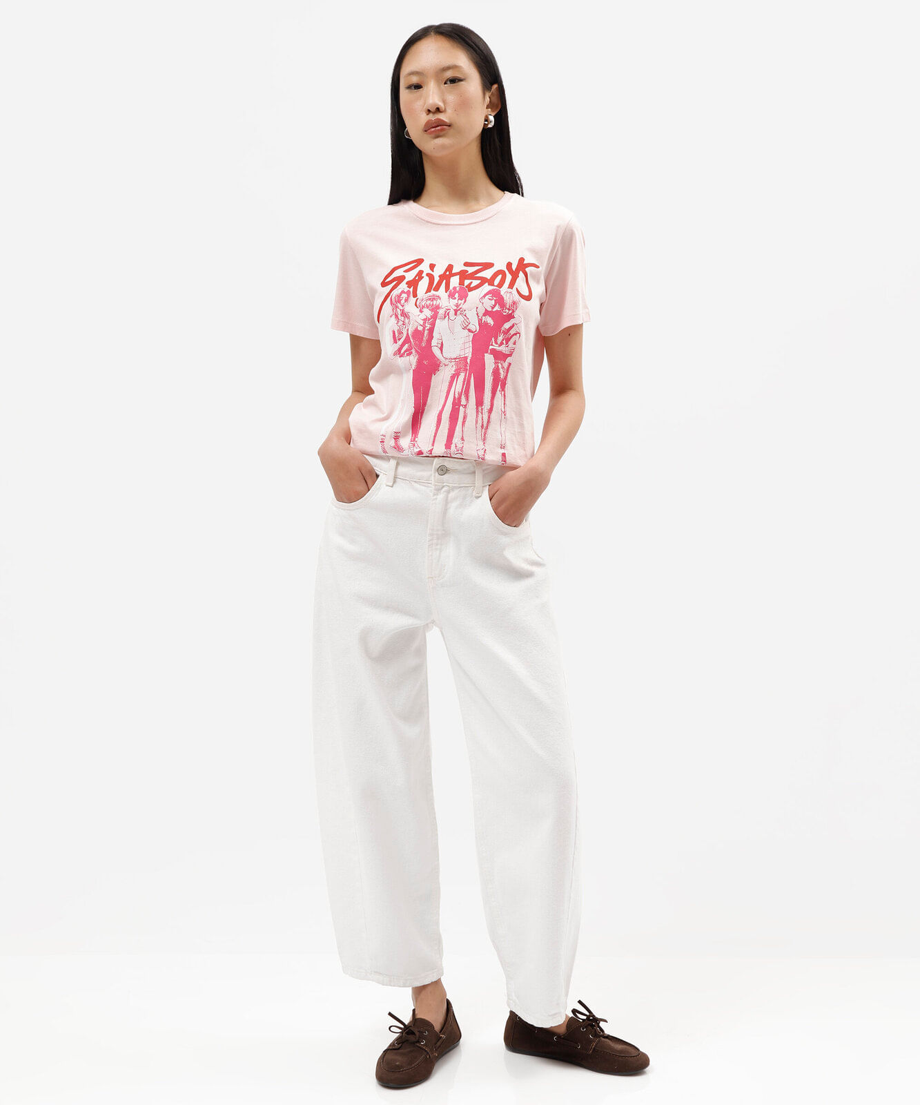 camiseta feminina de algodão manga curta saja boys rosa