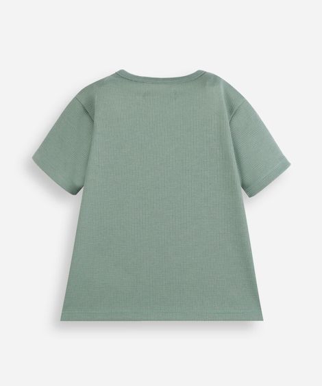 camiseta infantil com botões texturizada azul