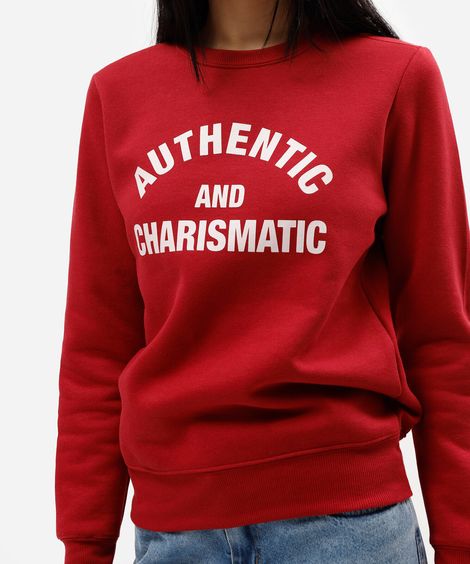 blusão feminino de moletom estampado vermelho