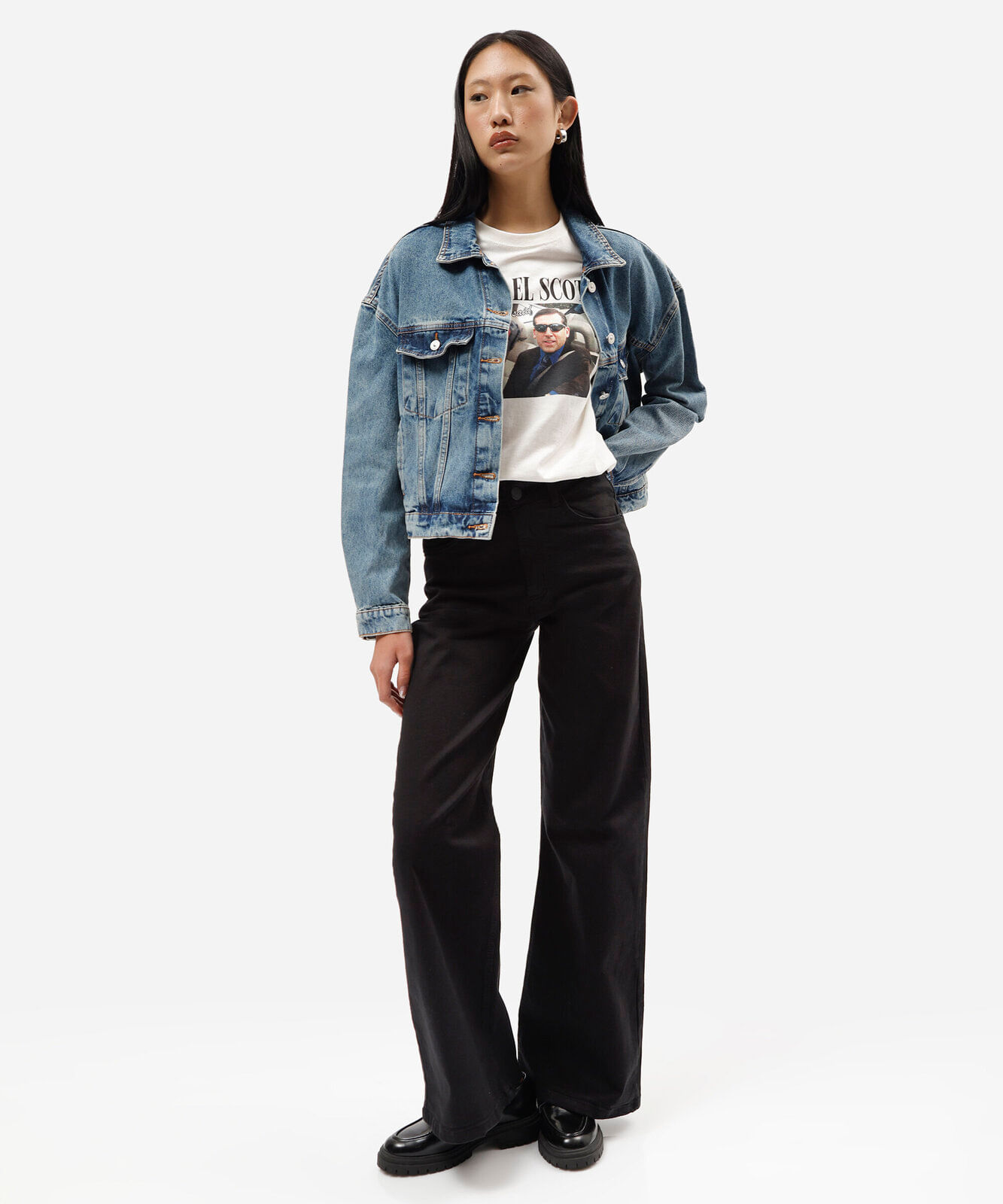 camiseta feminina de algodão manga curta the office off white