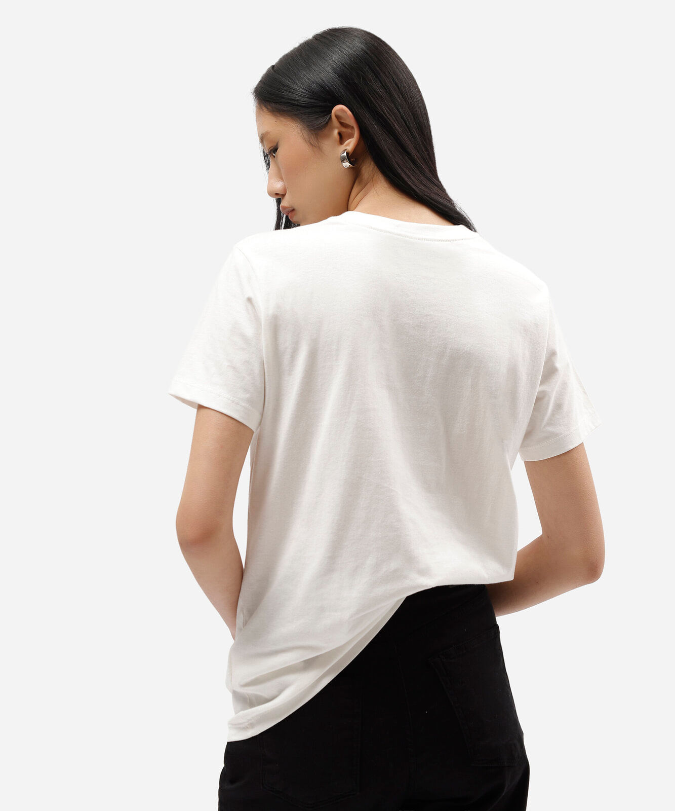 camiseta feminina de algodão manga curta the office off white