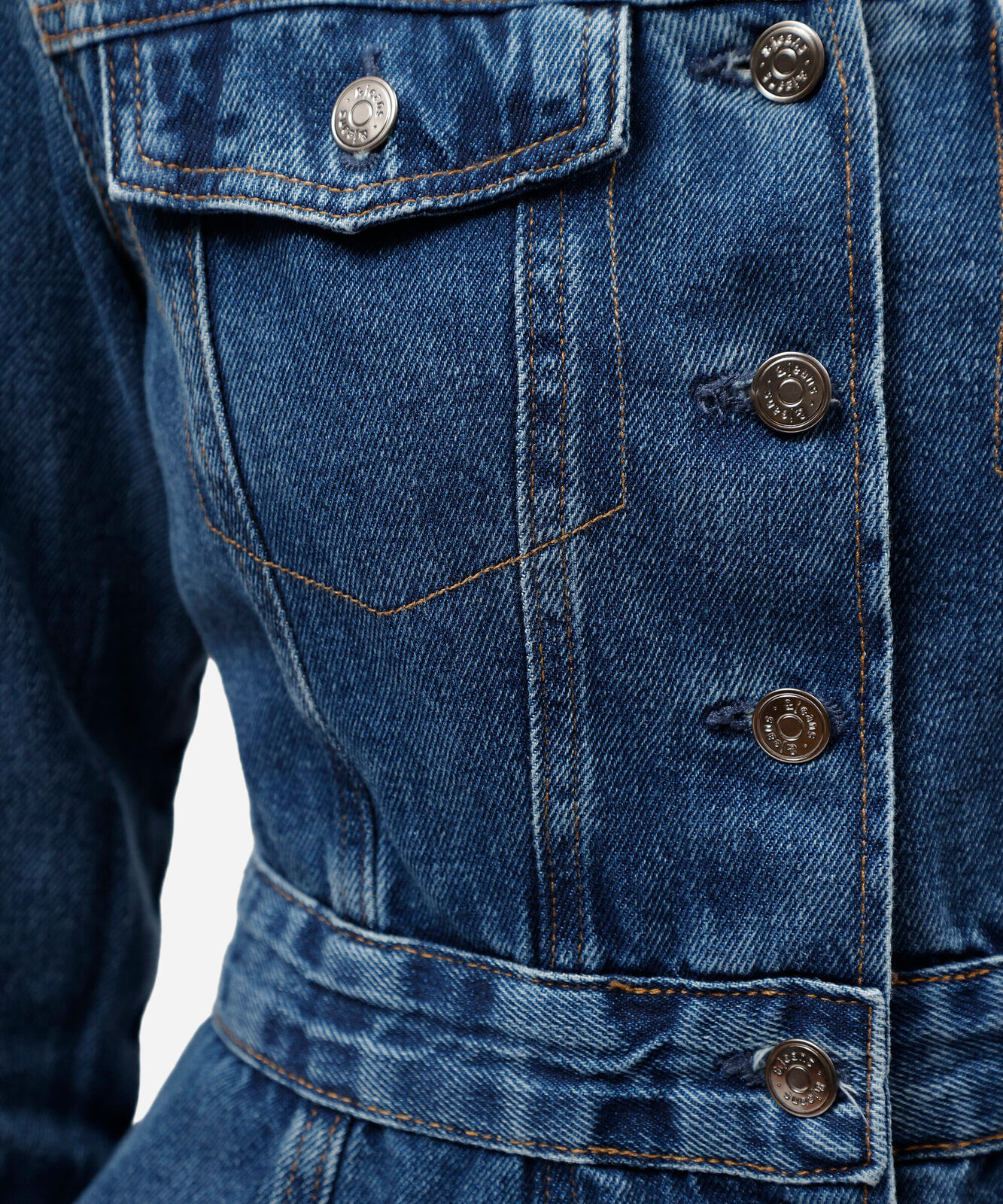 jaqueta peplum feminina jeans decote redondo azul
