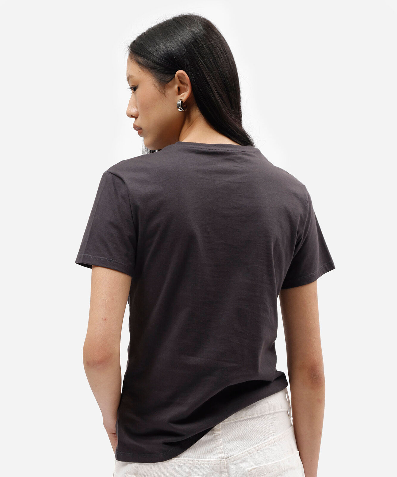 camiseta feminina de algodão manga curta kuromi cinza