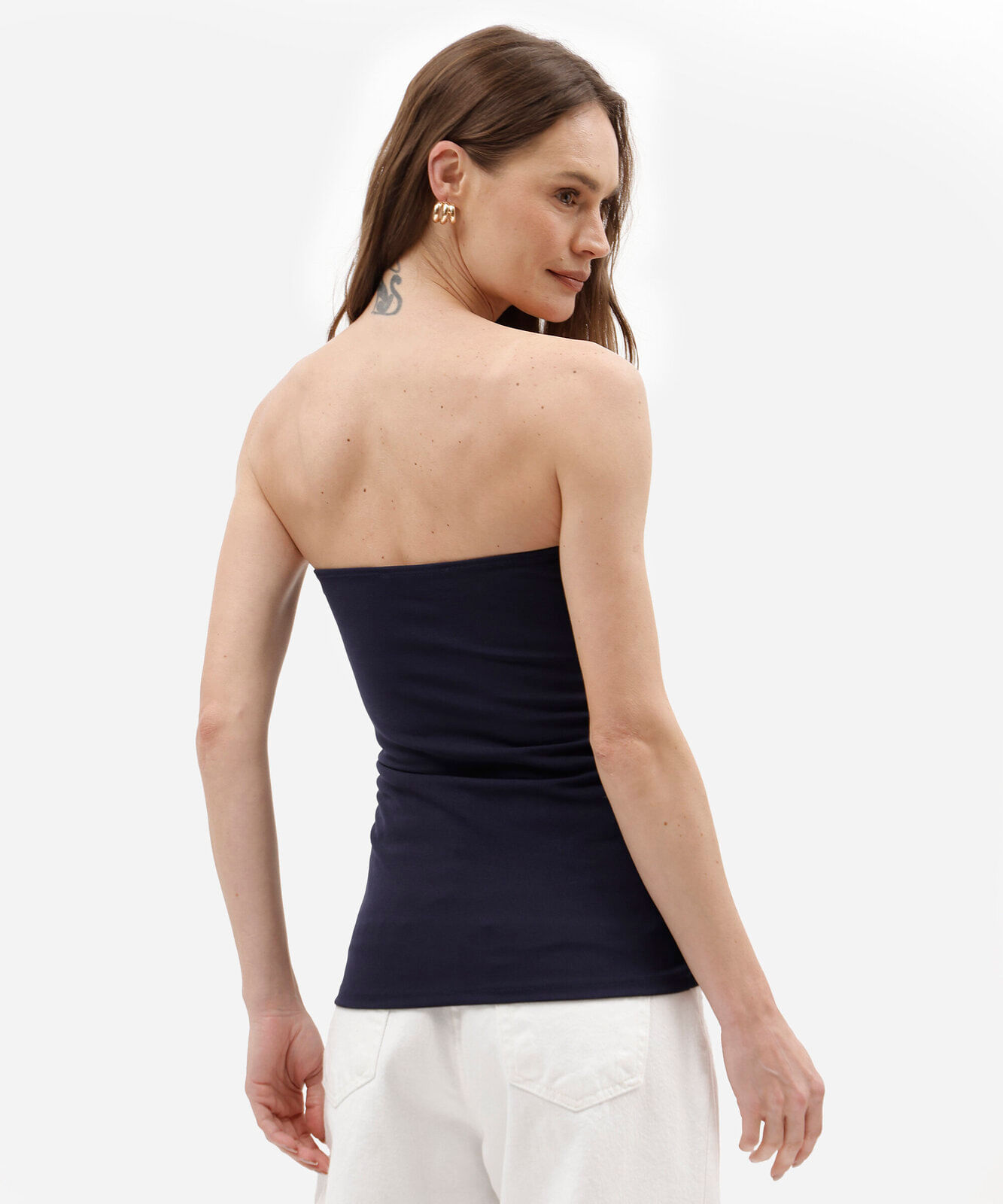 blusa sem alça feminina franzida azul