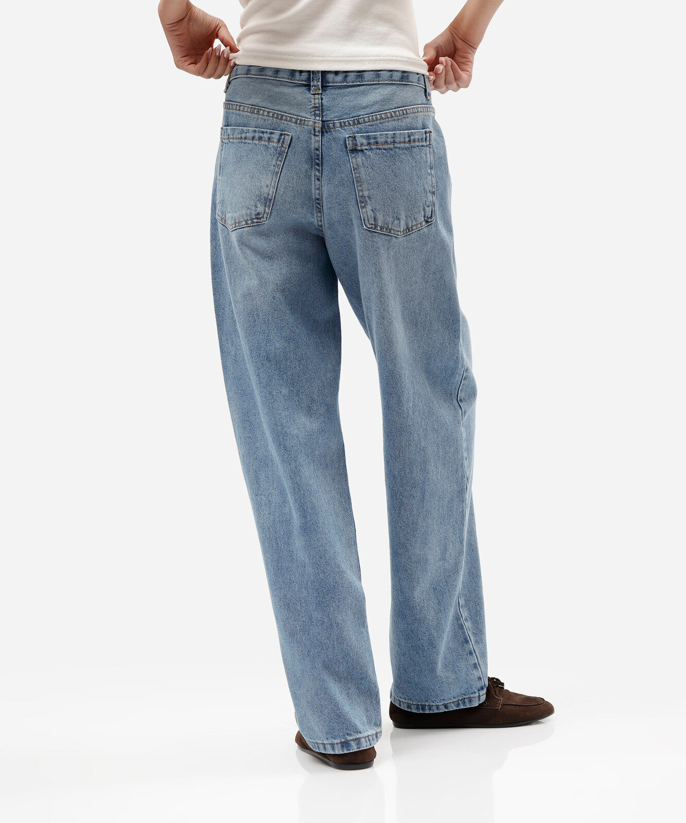 calça baggy feminina jeans cintura baixa azul