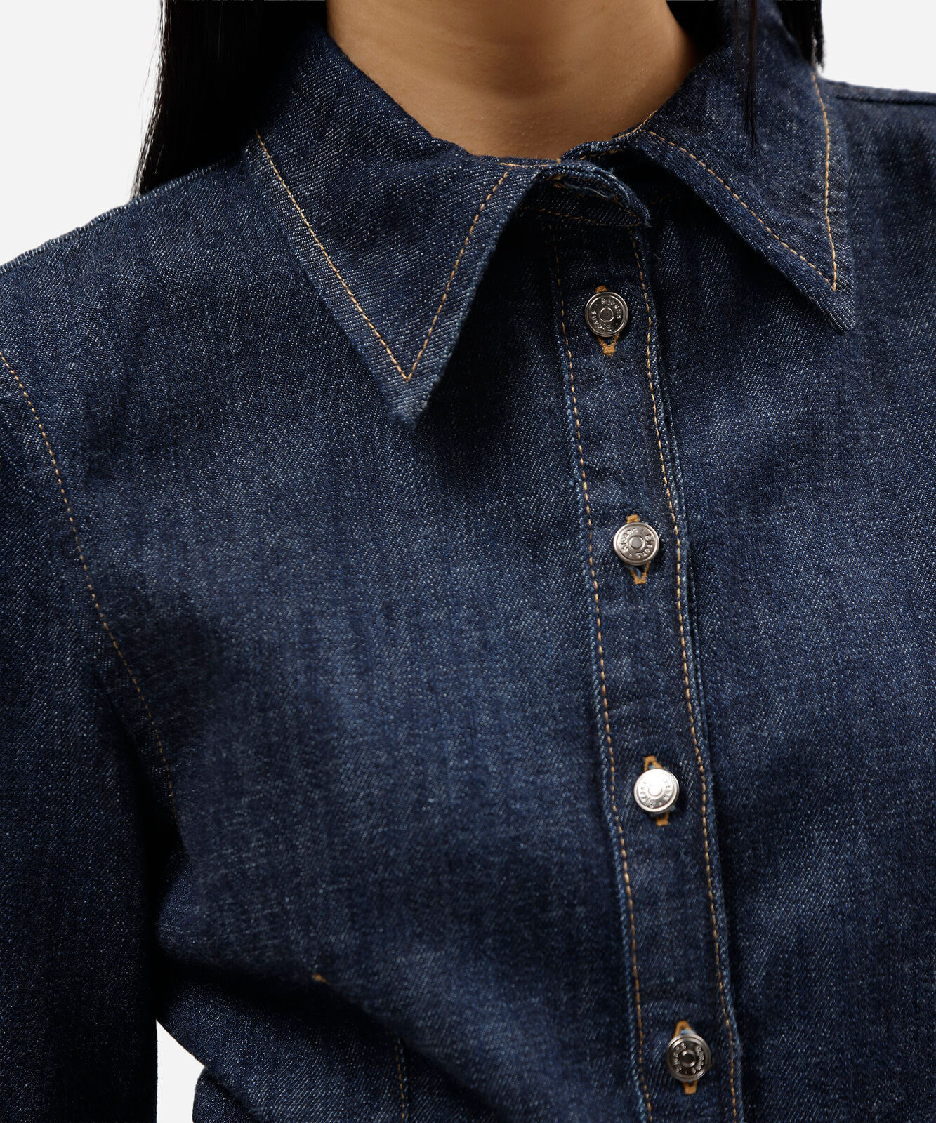 camisa peplum feminina jeans manga longa azul