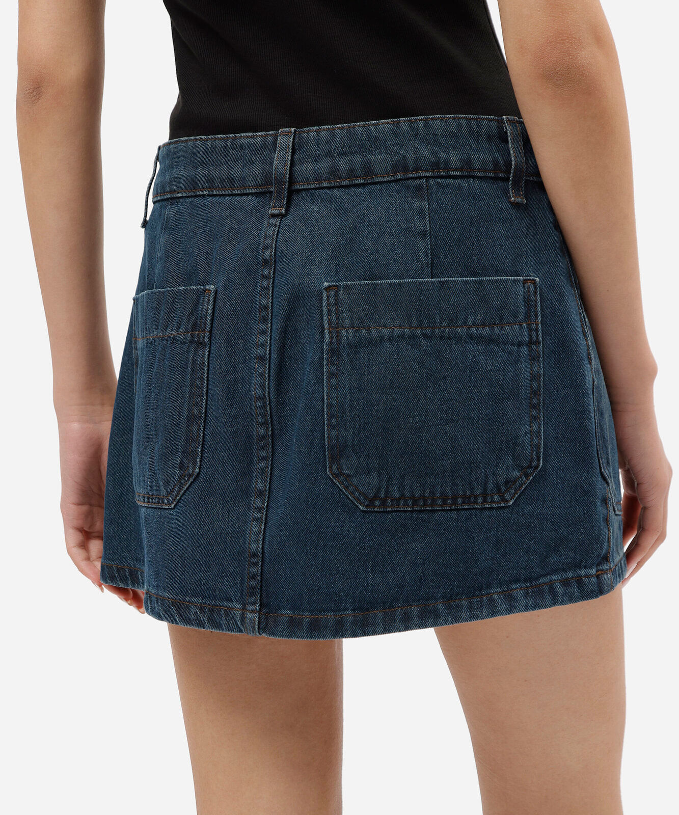 minissaia feminina jeans com bolsos cintura média azul