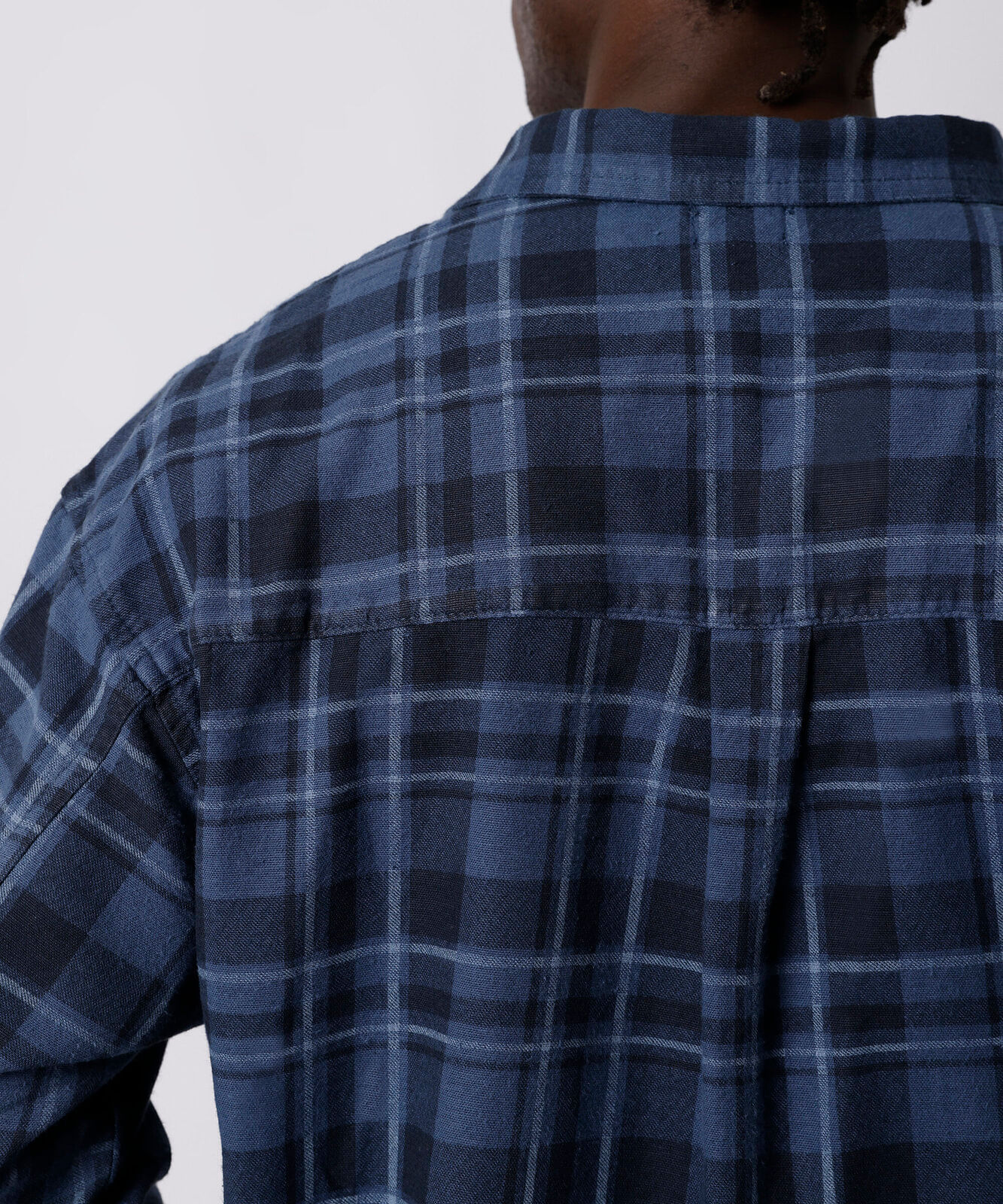 camisa unissex de algodão manga longa xadrez mindset working title azul