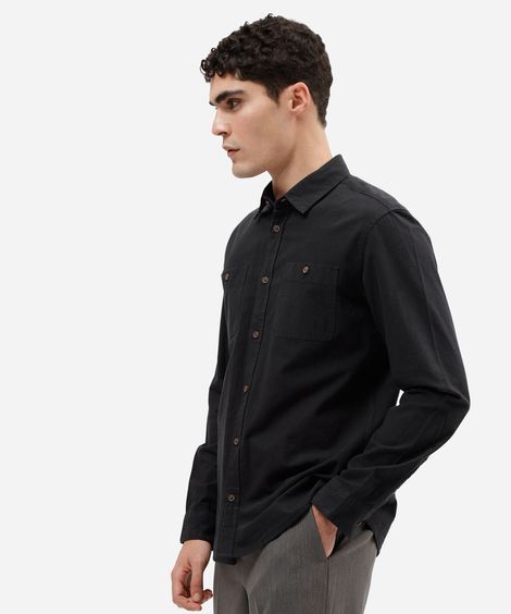 camisa masculina de algodão manga longa preta