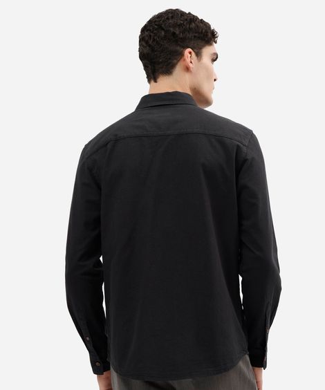 camisa masculina de algodão manga longa preta