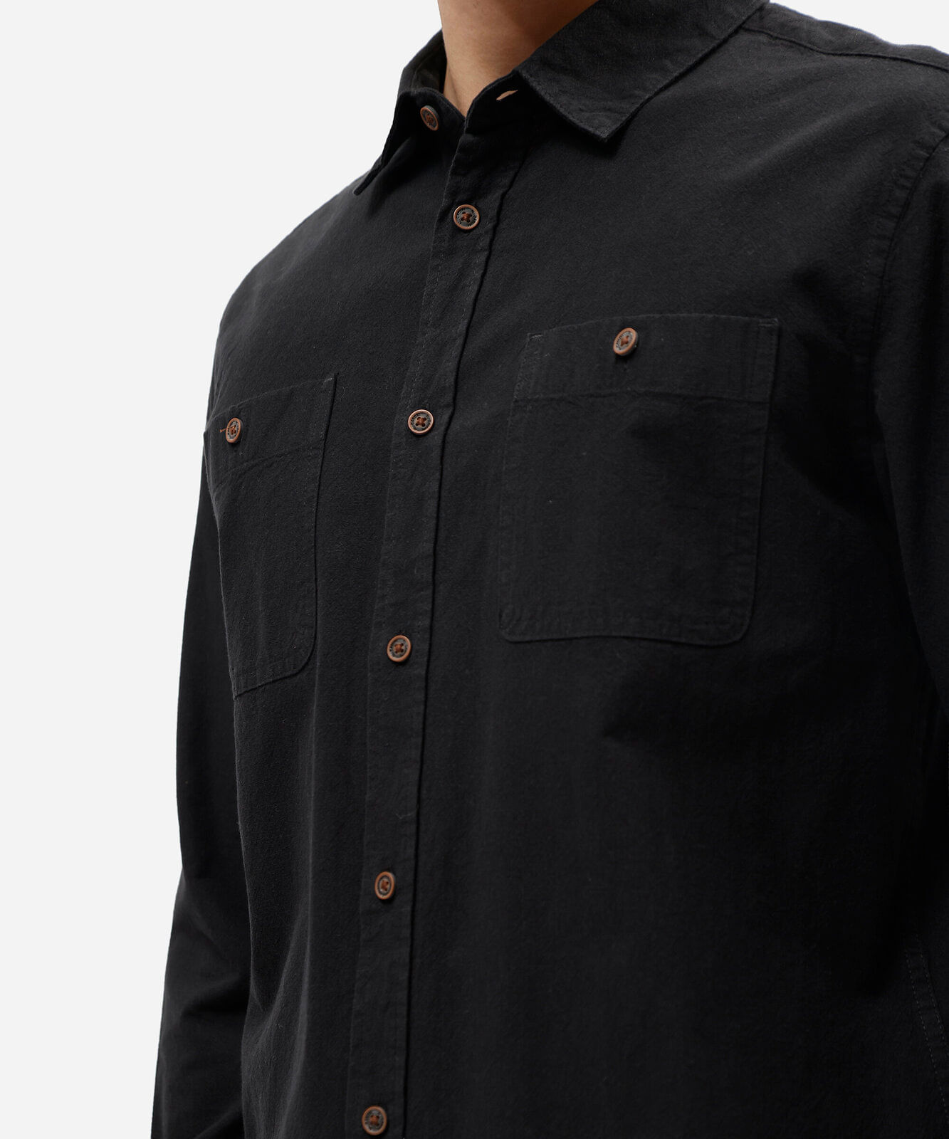 camisa masculina de algodão manga longa preta