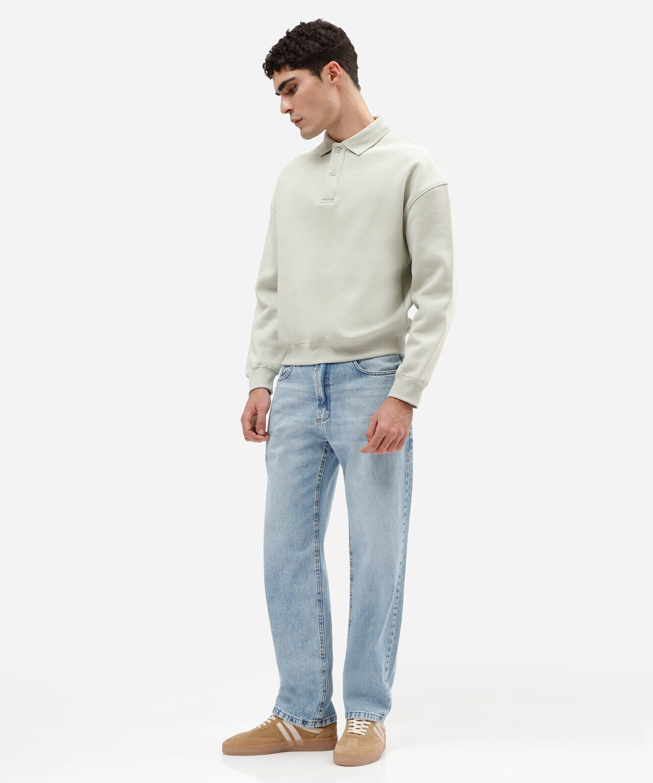 blusão oversized masculino de moletom com gola verde