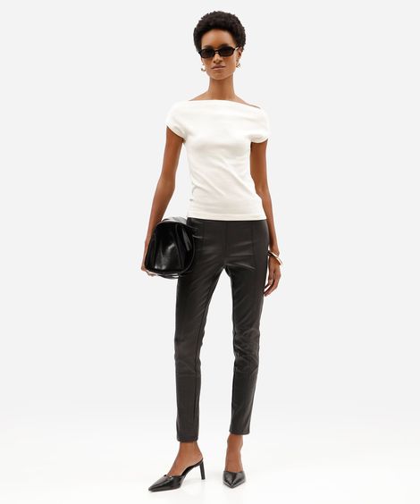 calça skinny de bengaline cintura alta preta