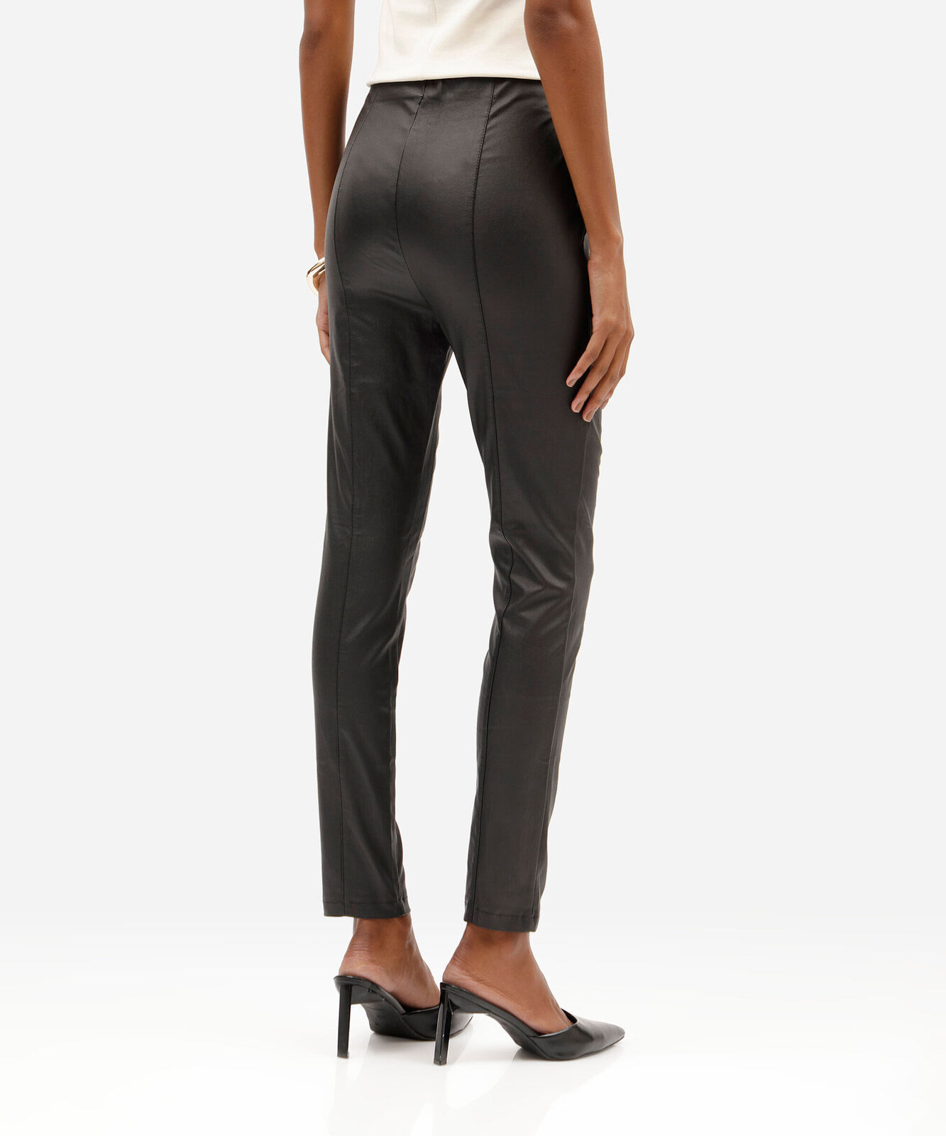 calça skinny de bengaline cintura alta preta