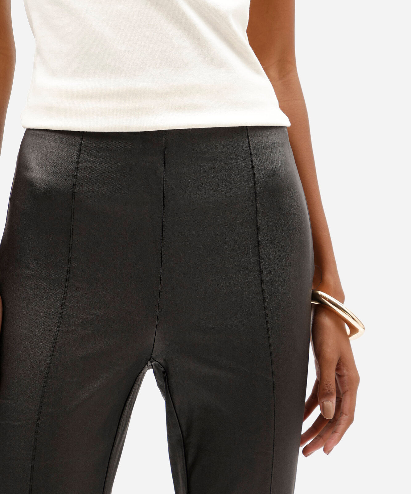 calça skinny de bengaline cintura alta preta