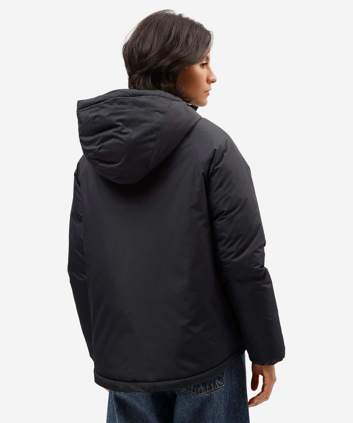 jaqueta puffer feminina com capuz preta