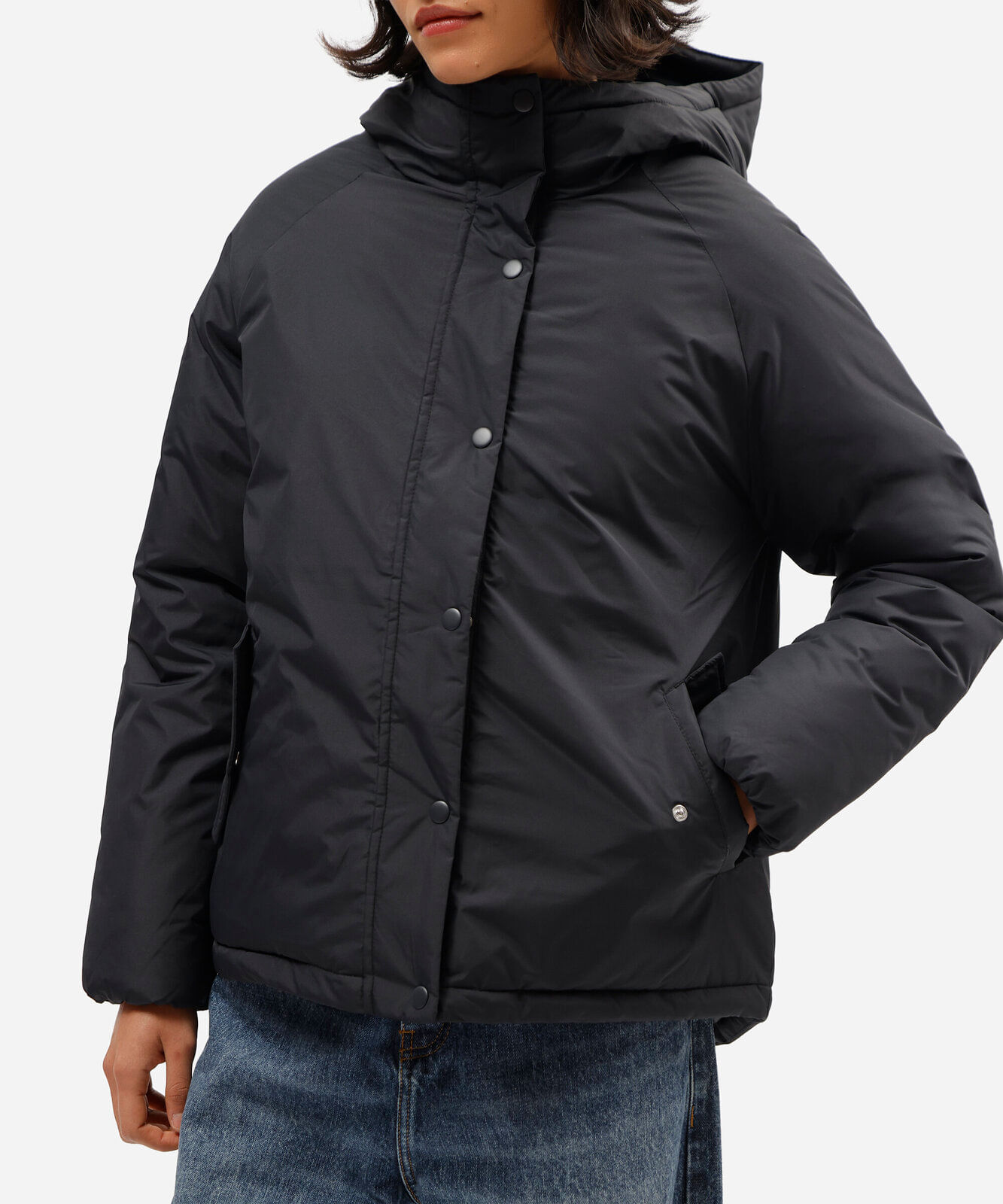 jaqueta puffer feminina com capuz preta
