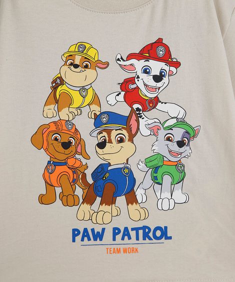 camiseta infantil de algodão patrulha canina bege
