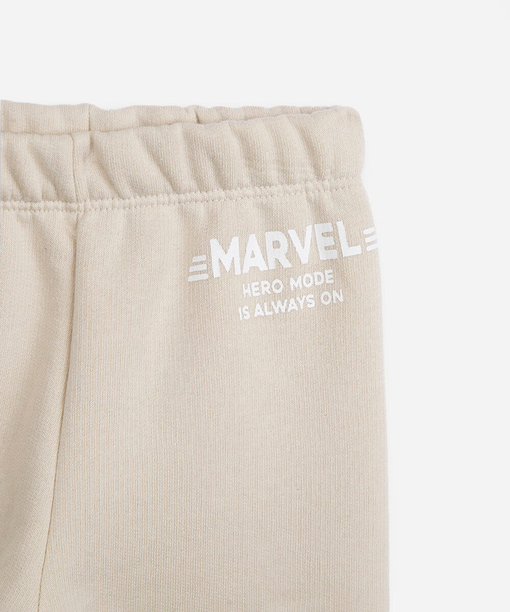 conjunto longo infantil de moletom os vingadores bege