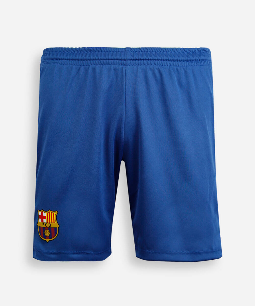 bermuda esportiva juvenil com recorte cós elástico barcelona azul