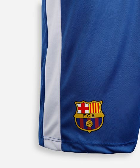 bermuda esportiva juvenil com recorte cós elástico barcelona azul