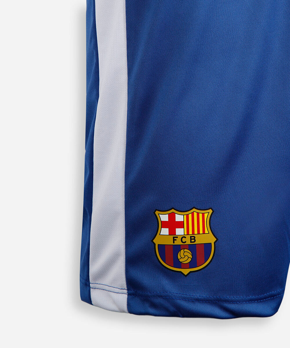 bermuda esportiva juvenil com recorte cós elástico barcelona azul