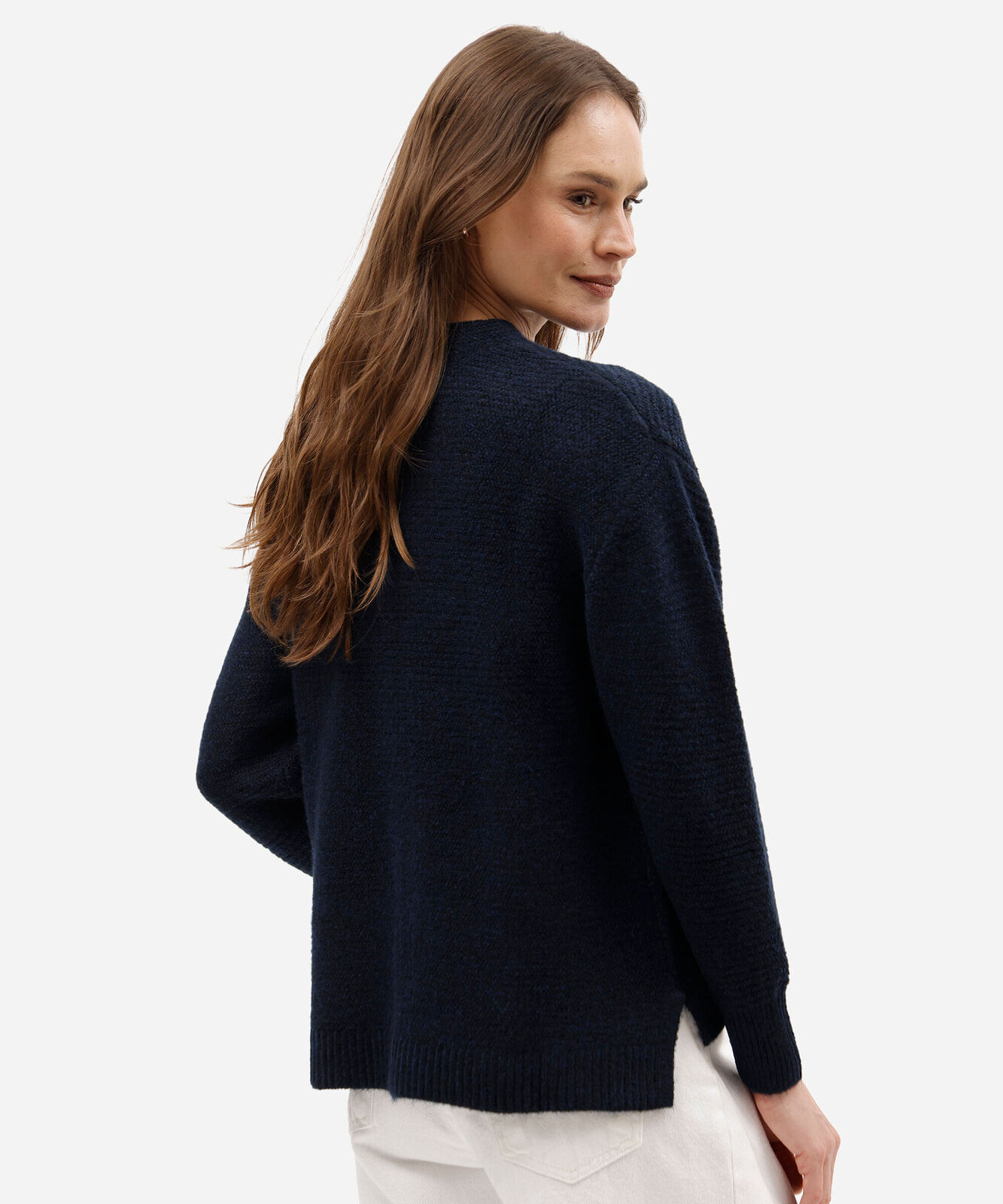 suéter feminino de tricot texturizado azul