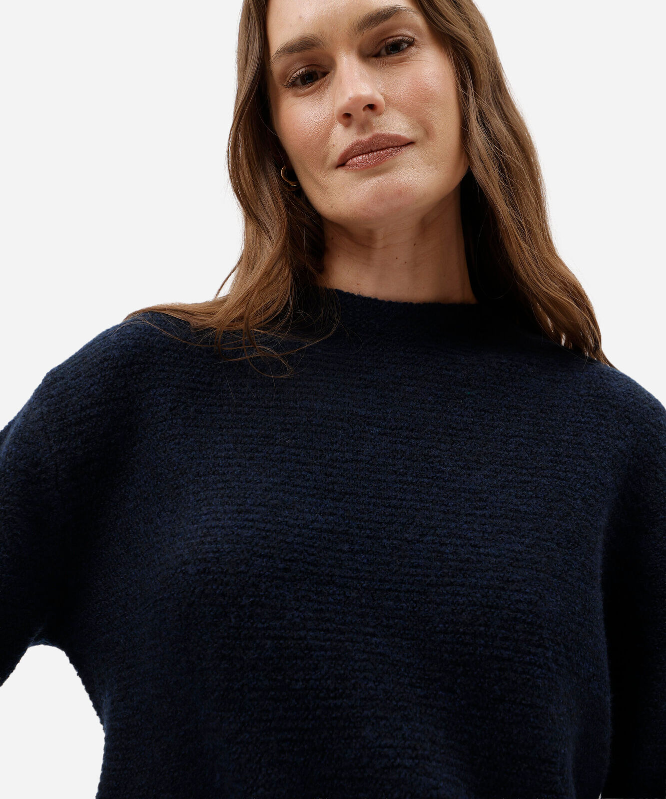 suéter feminino de tricot texturizado azul