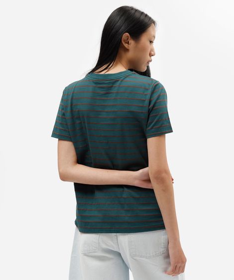 camiseta feminina com algodão manga curta mafalda listrada verde