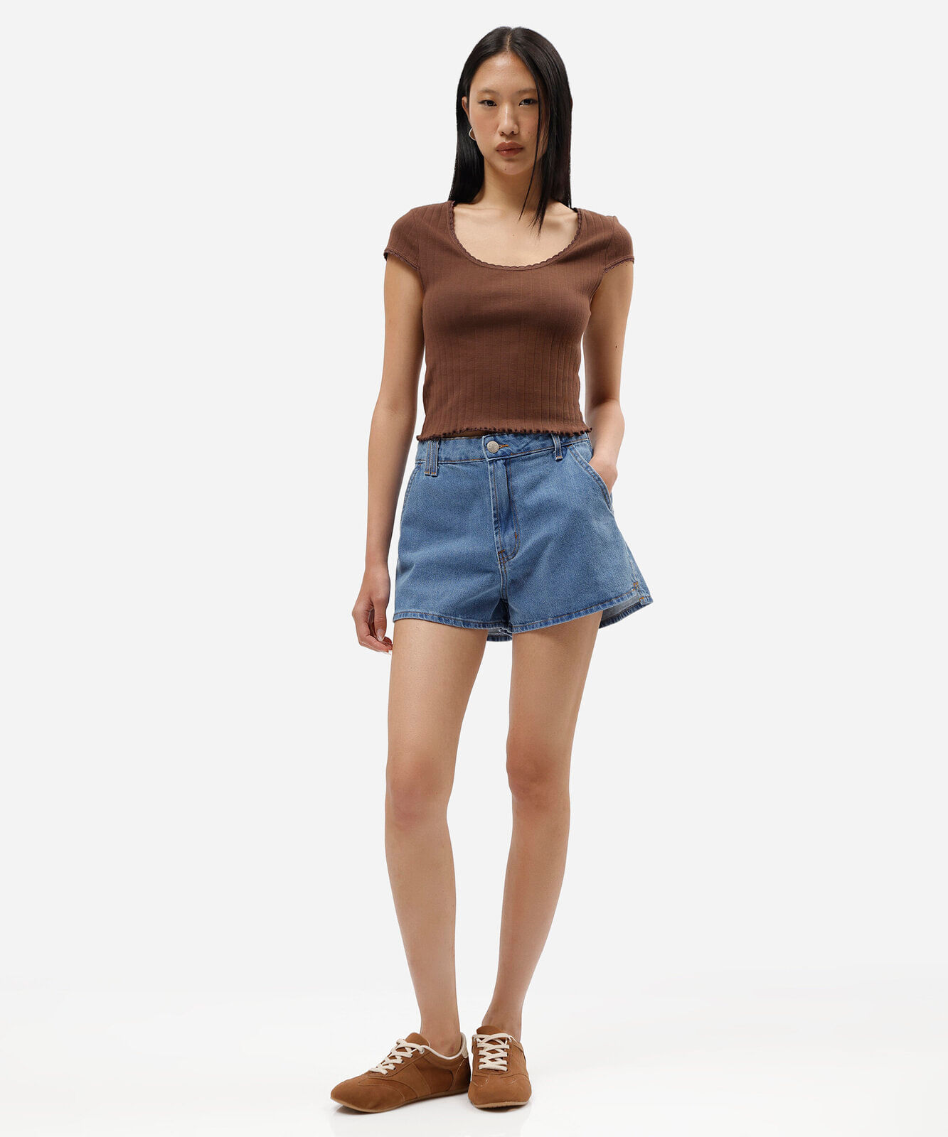 short mom feminino jeans cintura alta azul
