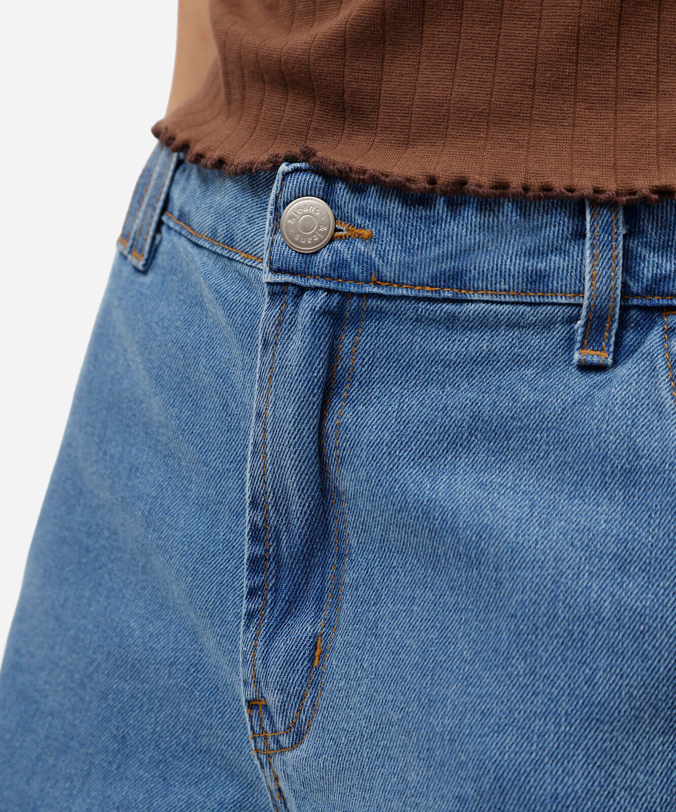 short mom feminino jeans cintura alta azul