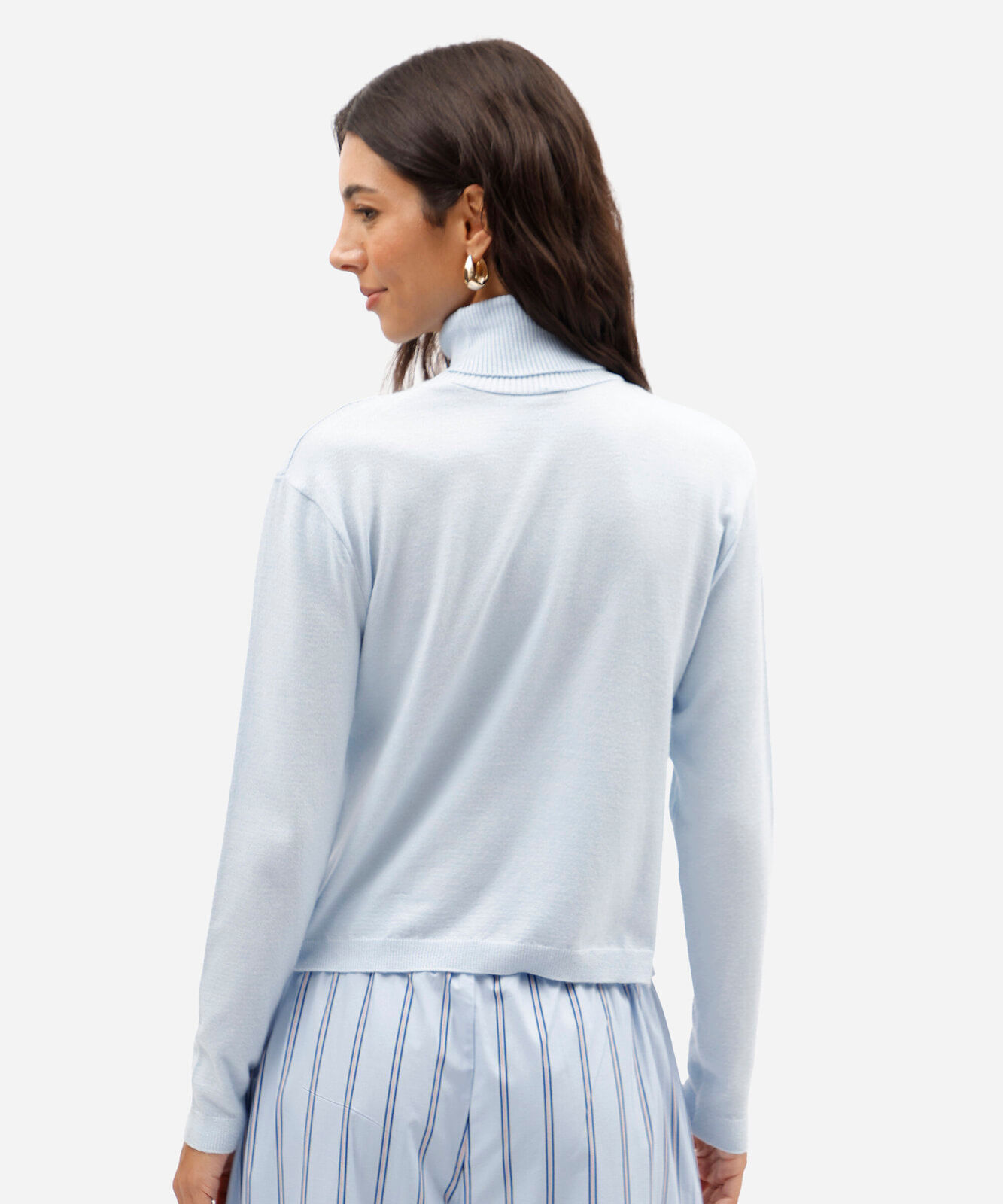 suéter feminino de tricot gola alta azul
