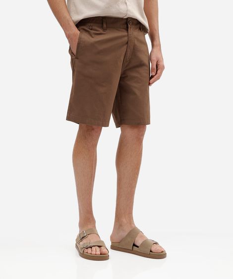 bermuda chino reta masculina de sarja marrom