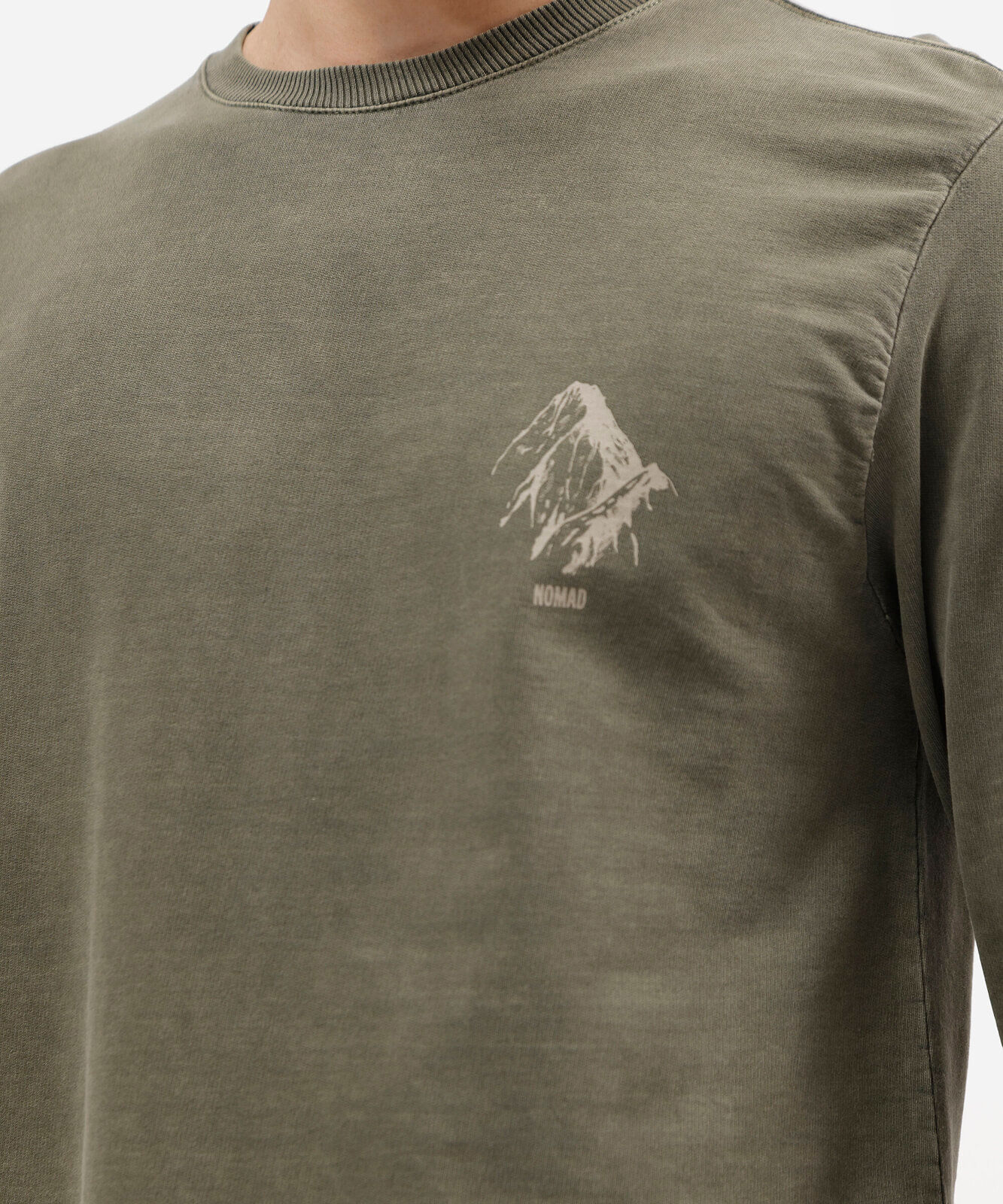 camiseta masculina de manga longa em moletinho com estampa nas costas verde