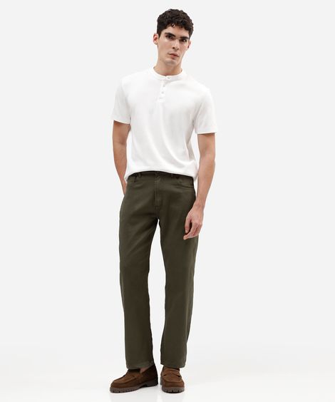 calça reta masculina de sarja verde