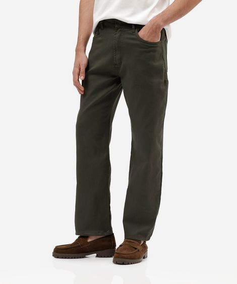 calça reta masculina de sarja verde