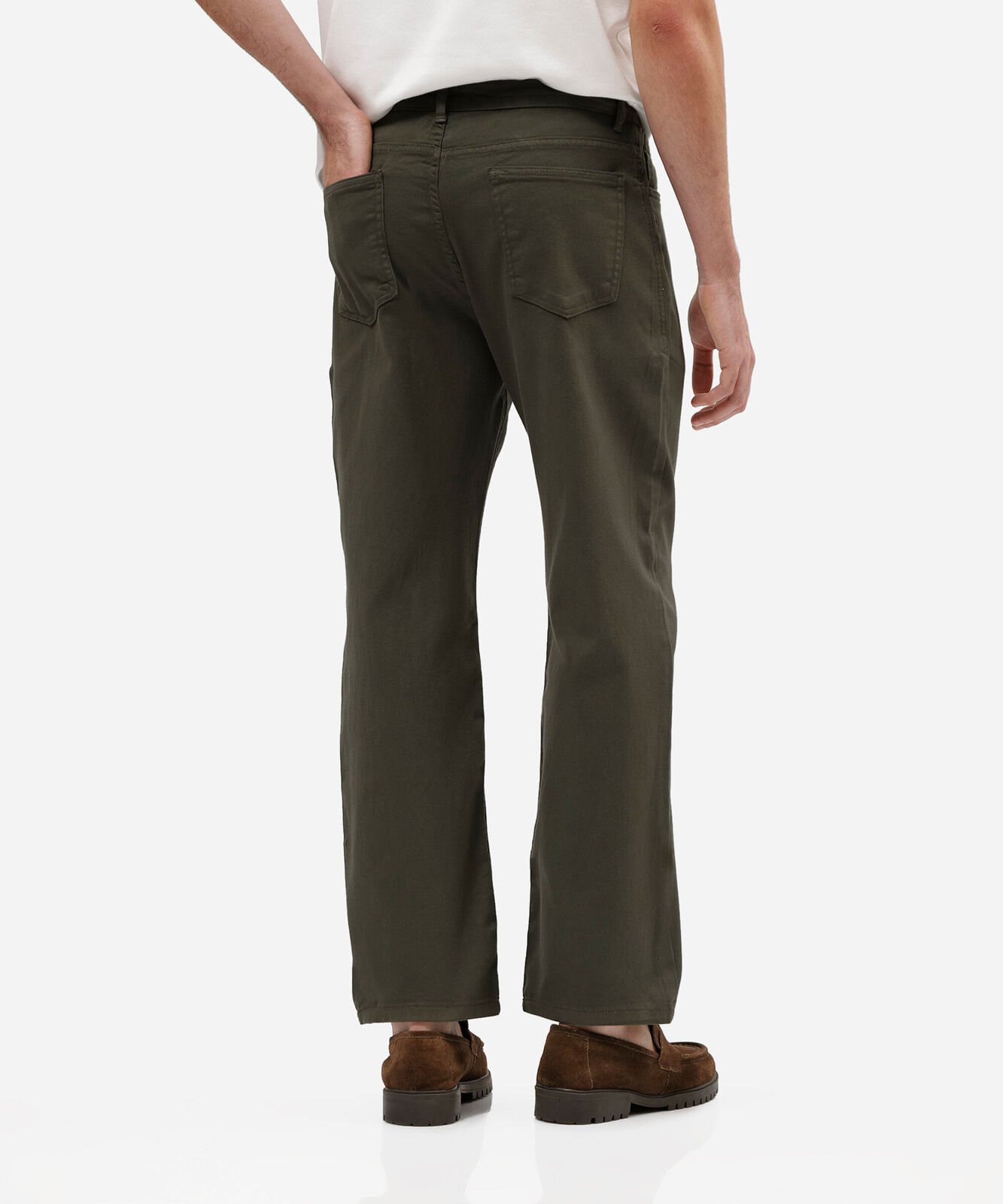 calça reta masculina de sarja verde