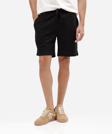 bermuda masculina de moletom relaxed com cós elástico preta