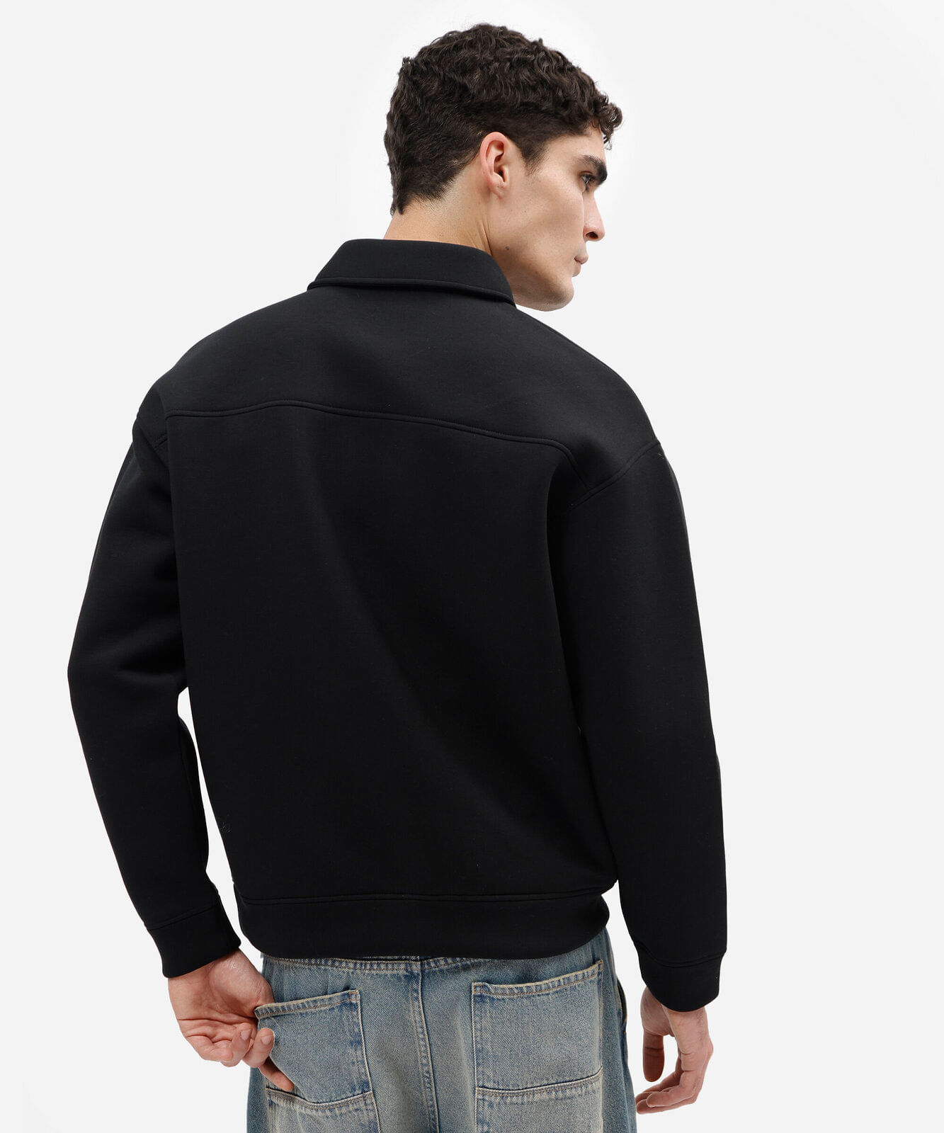 blusão masculino de moletom com zíper preto