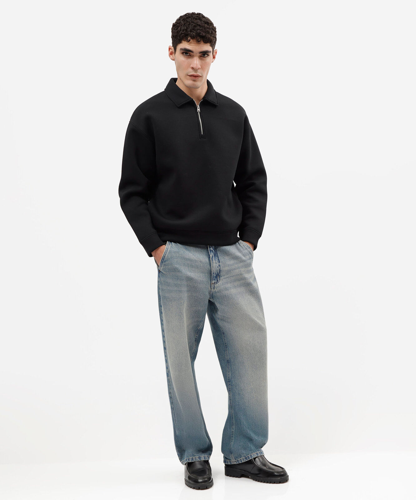 blusão masculino de moletom com zíper preto