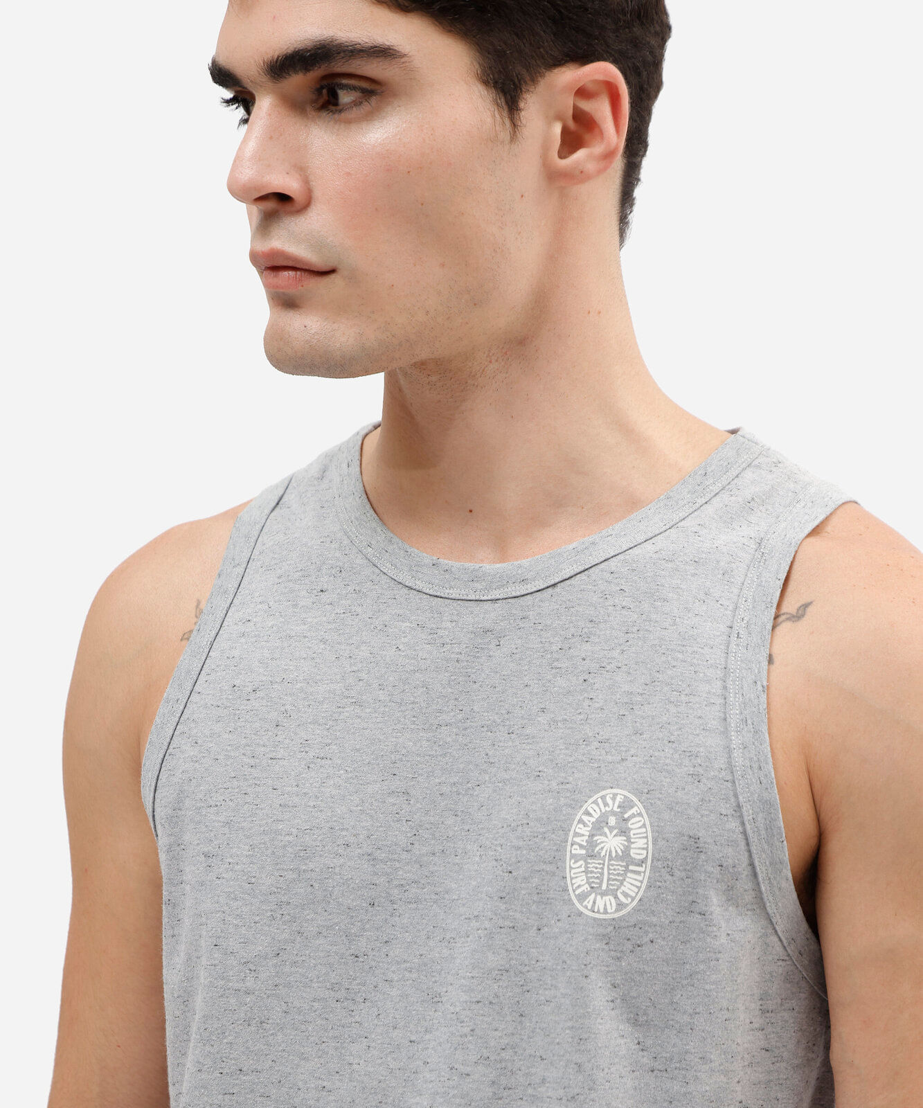 regata masculina com algodão estampada cinza