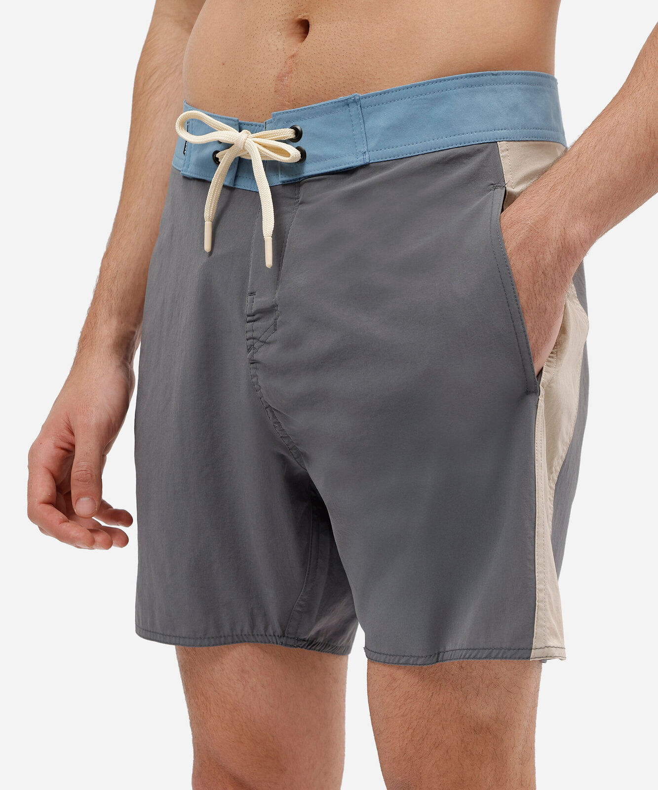 short boardshort masculino com recorte cinza