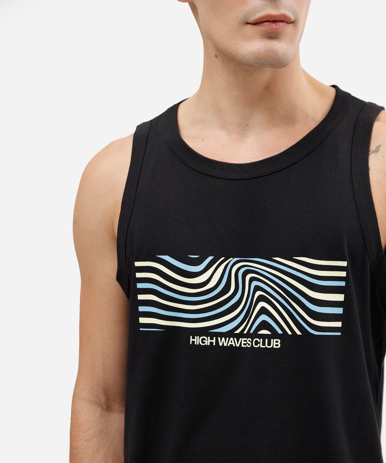 regata masculina de algodão estampada preta