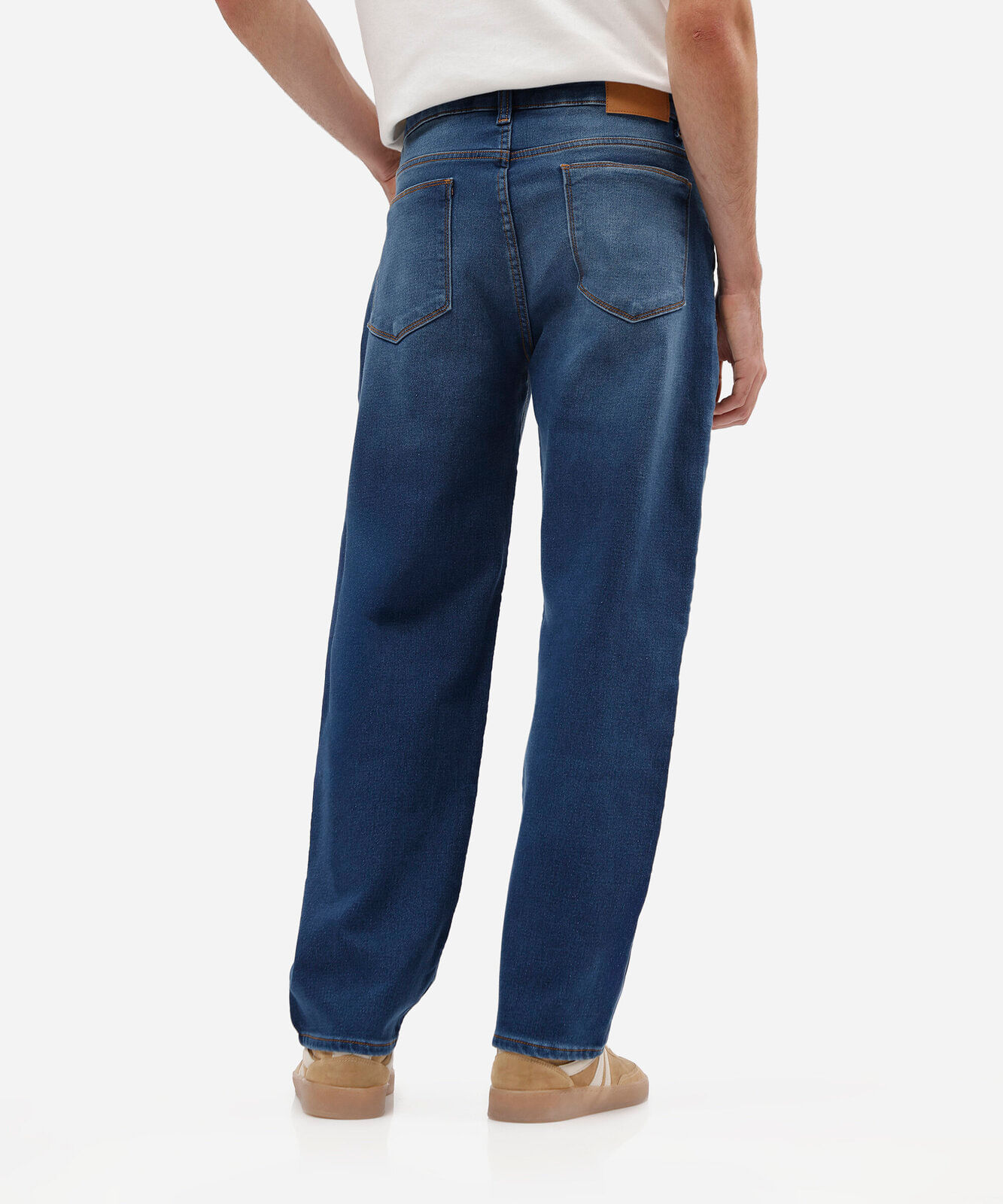 calça jeans masculina reta em denim azul