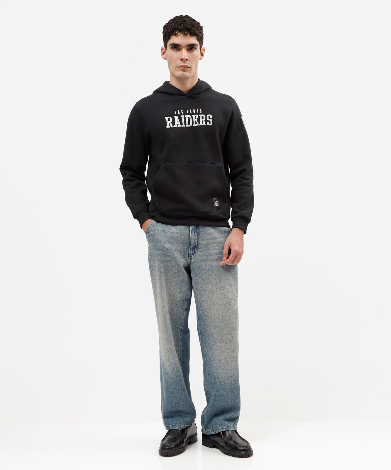 blusão masculino de moletom com capuz raiders nfl preto
