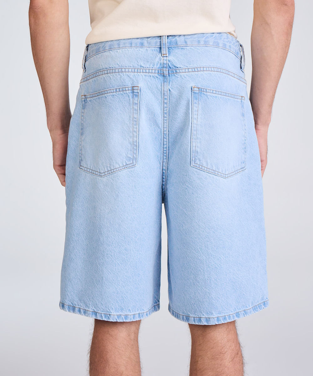 bermuda baggy masculina jeans azul