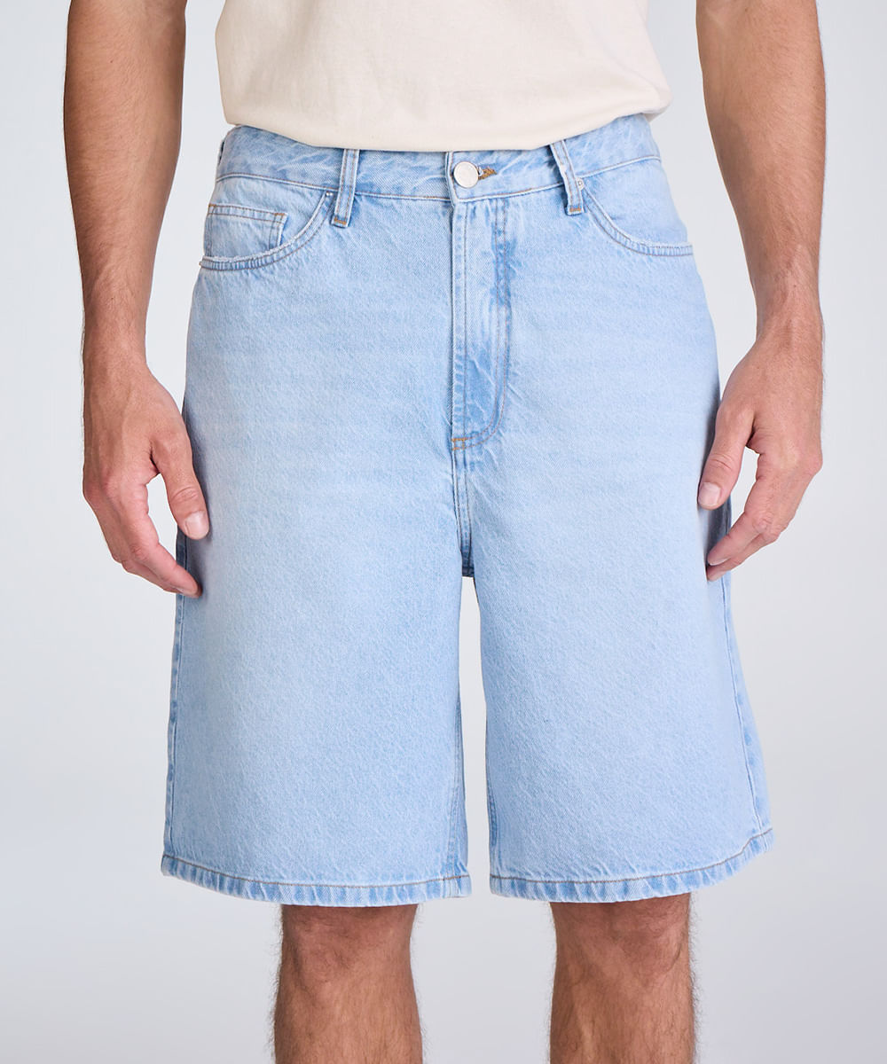bermuda baggy masculina jeans azul